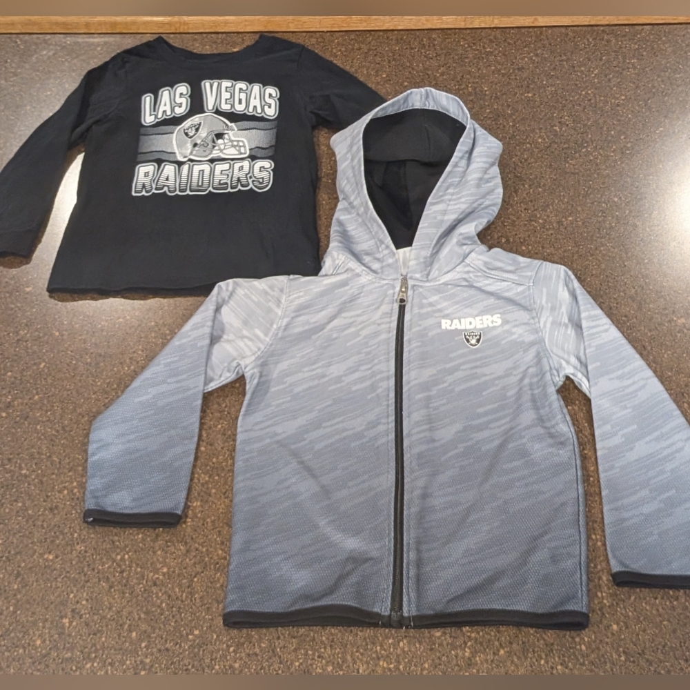 Las Vegas Raiders Kids Hoodie and Shirt Set - Black and Gray